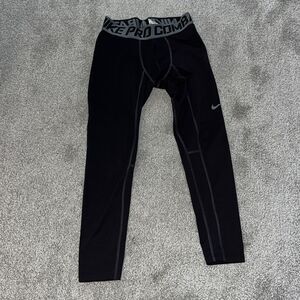 Nike Black PRO Combat Compression tapered workout yoga style tights leggings XL